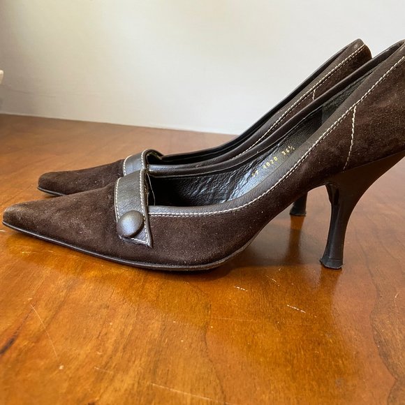 LK Bennet Brown Suede Kitten Heel Shoe - Picture 1 of 3
